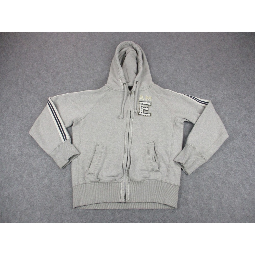 American Eagle Outfitters Hoodie Mens Small Gray Full Zip Fleece Logo Applique